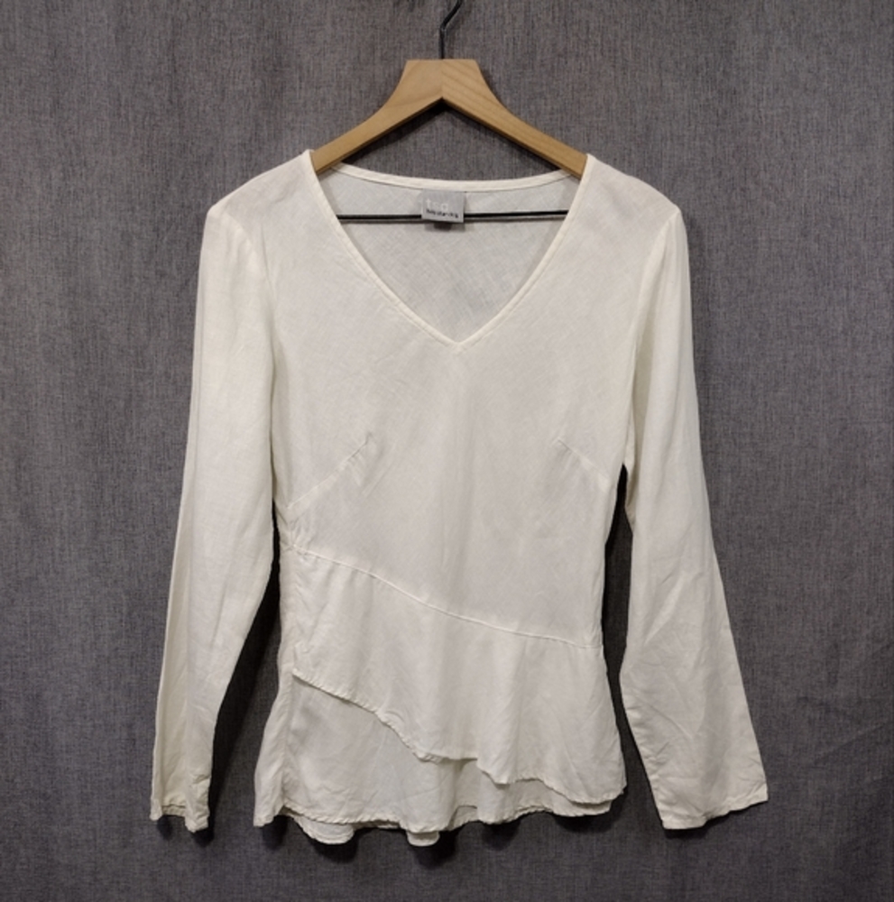 Two Star Dog Hemp Blend Peplum Babydoll Top Women's XS White Boho Retro 90s Y2K